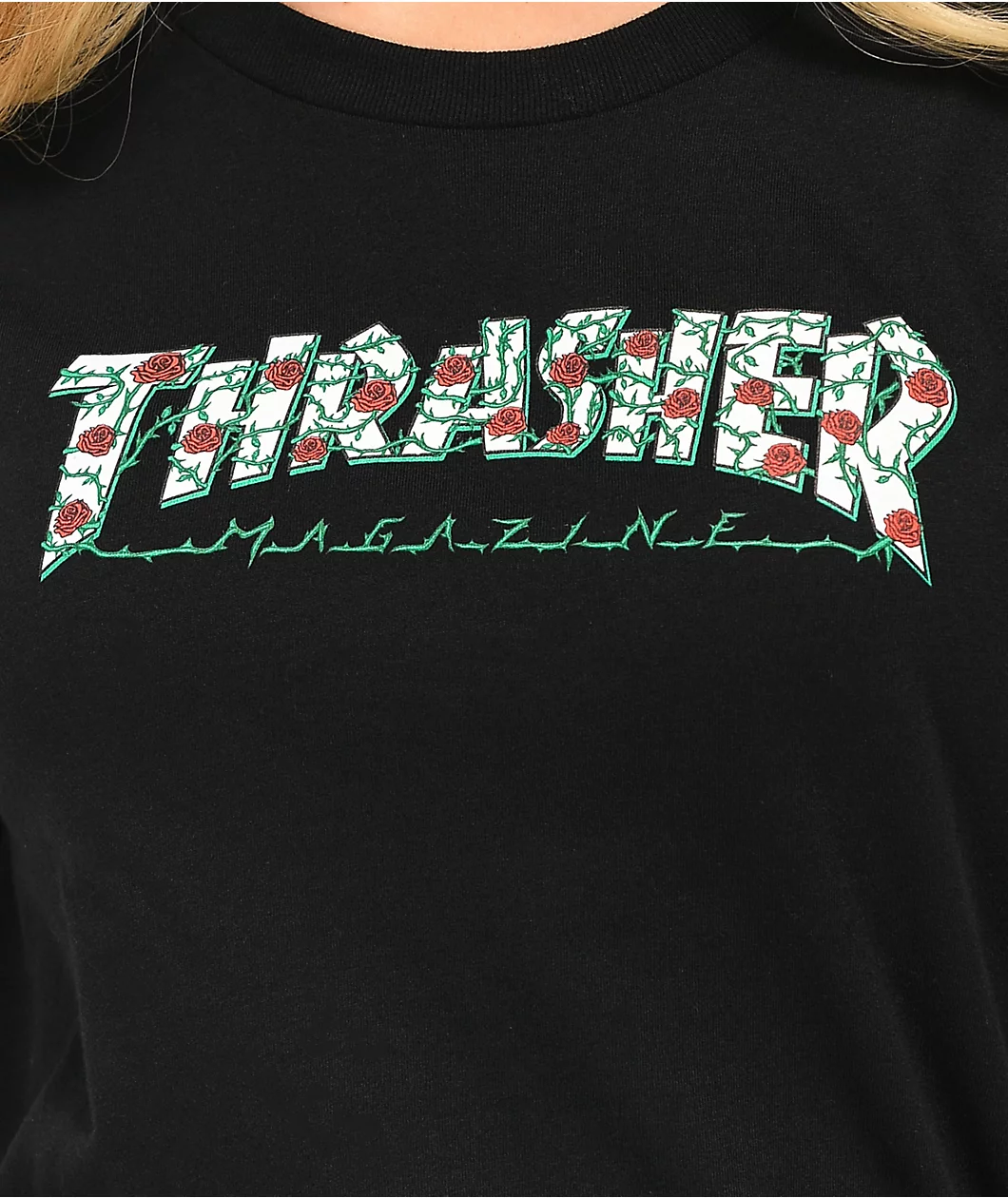 Thrasher Roses Black Boyfriend Fit T-Shirt - Image 2