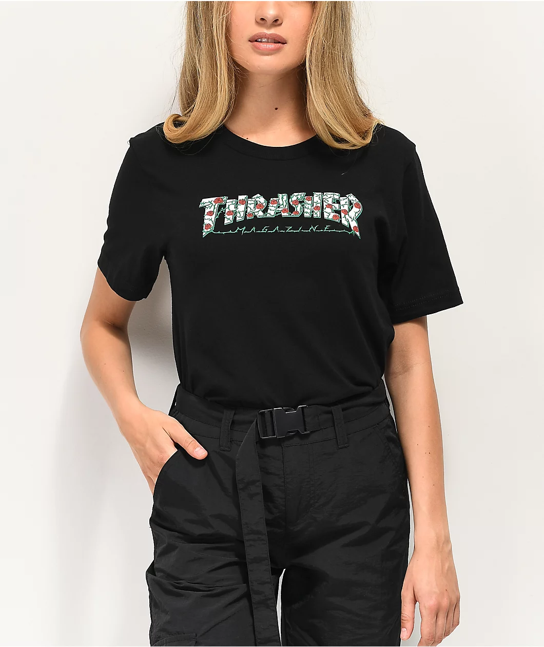 Thrasher Roses Black Boyfriend Fit T-Shirt - Image 3
