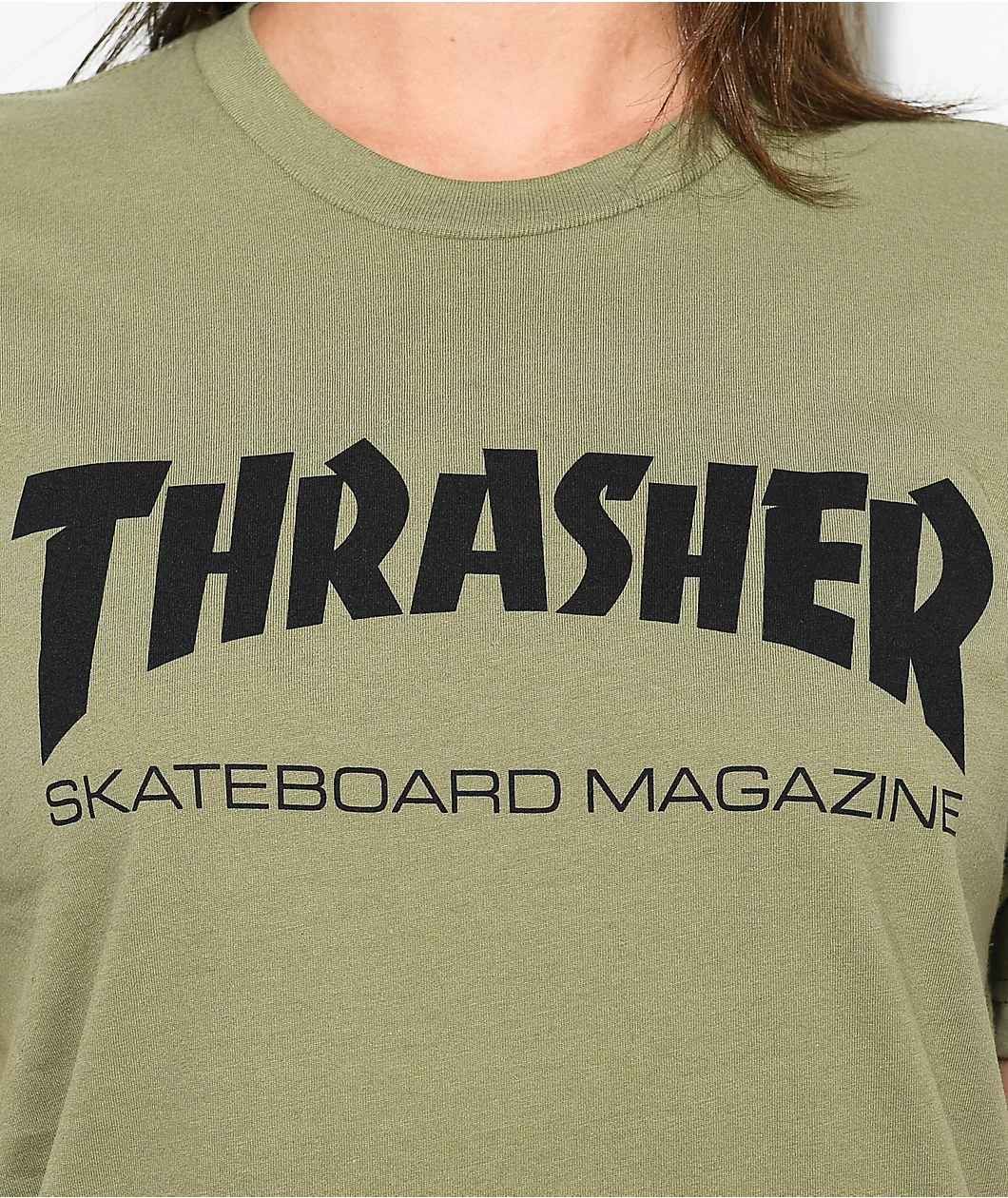 Thrasher Skate Mag Olive Boyfriend Fit T-Shirt - Image 2