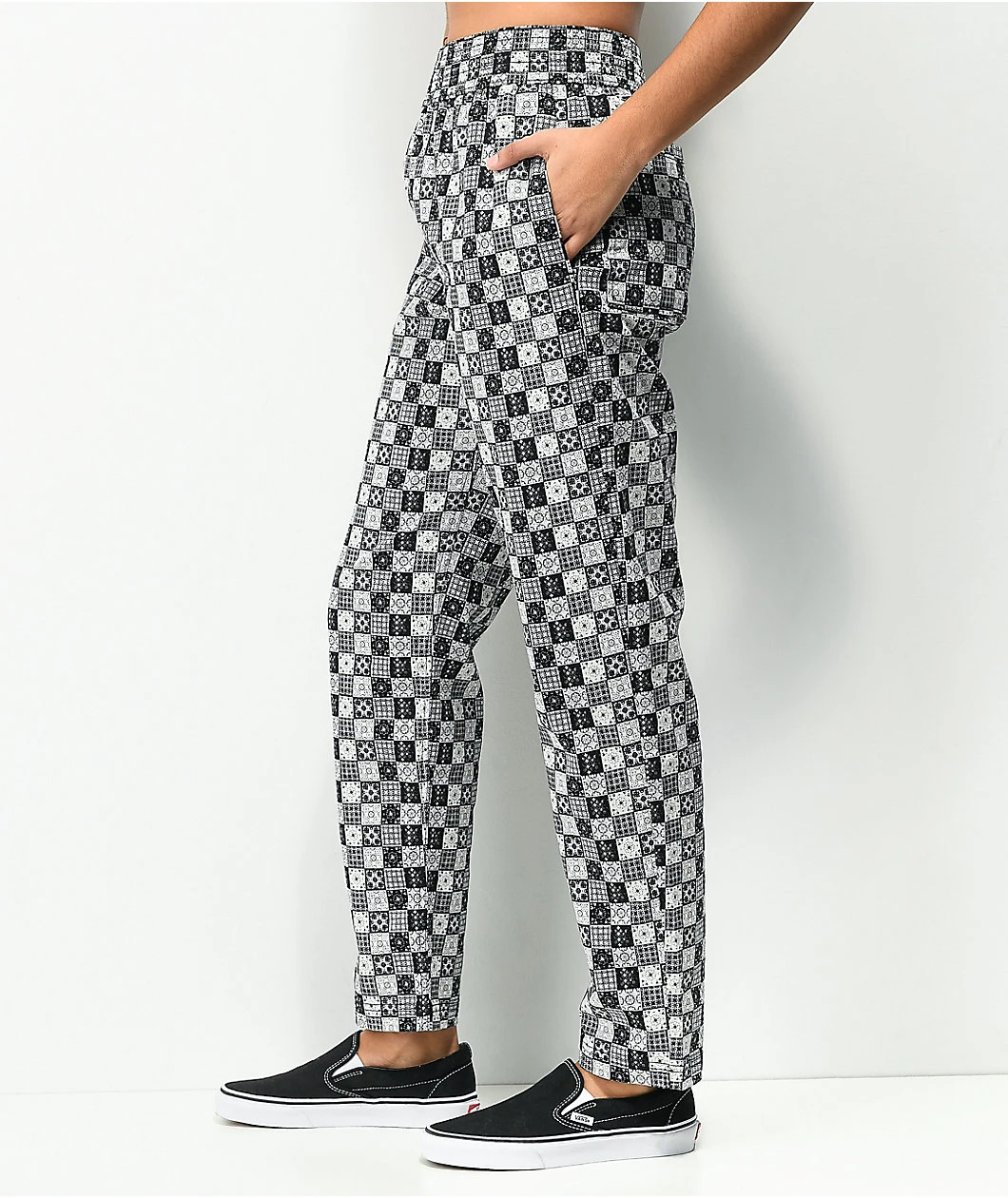 Vans X Skateistan Black & White Print Elastic Waist Pants - Image 3