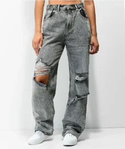 Ziggy Hi & Loose Grey Raider Trashed Jeans